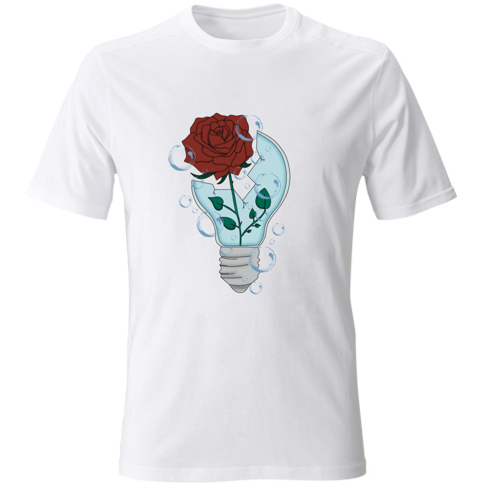 T-Shirt Unisex  con rosa dentro la lampadina