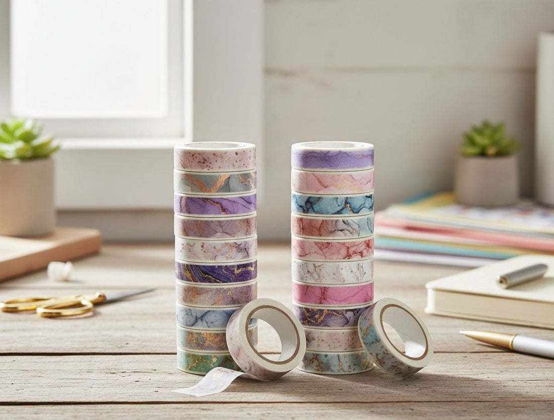 Washi Tape Effetto Marmo con Dettagli Oro