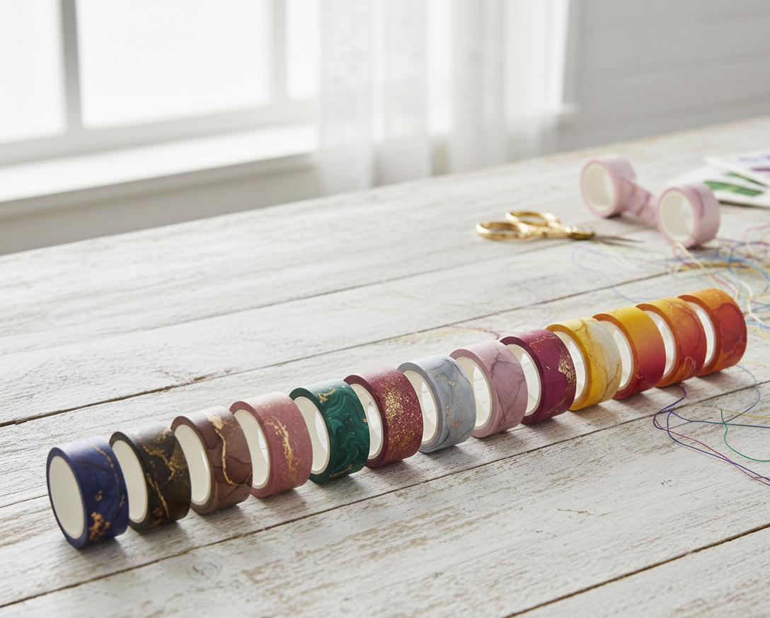 Washi Tape Effetto Marmo con Dettagli Oro